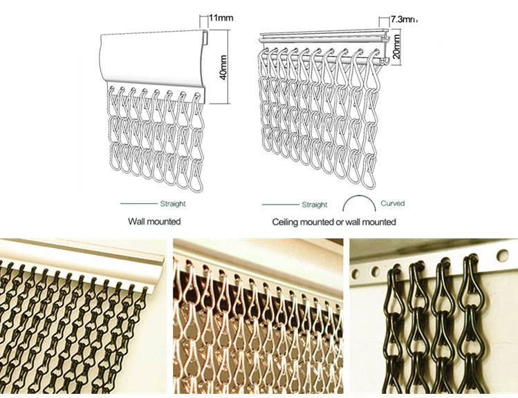 Decorative Aluminum Chain Metal Mesh Curtain For Hanging Room Divider