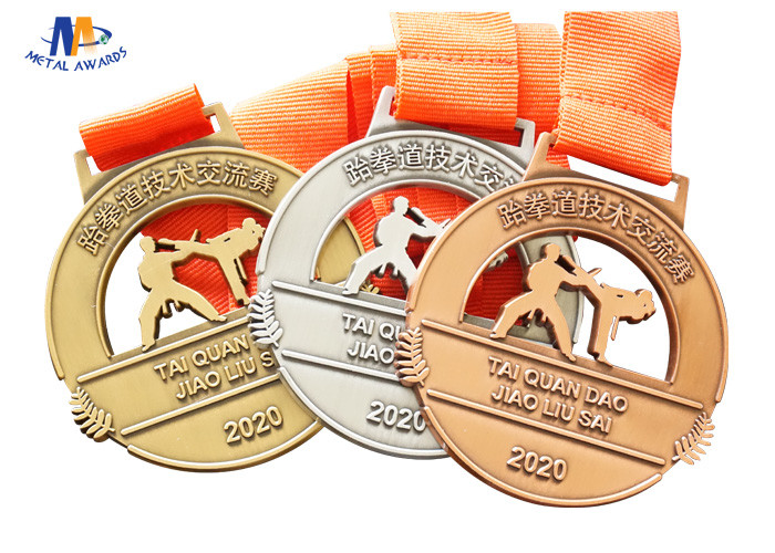 Die Cast Sport Stock Medals Antique Gold / Silver / Copper Plating
