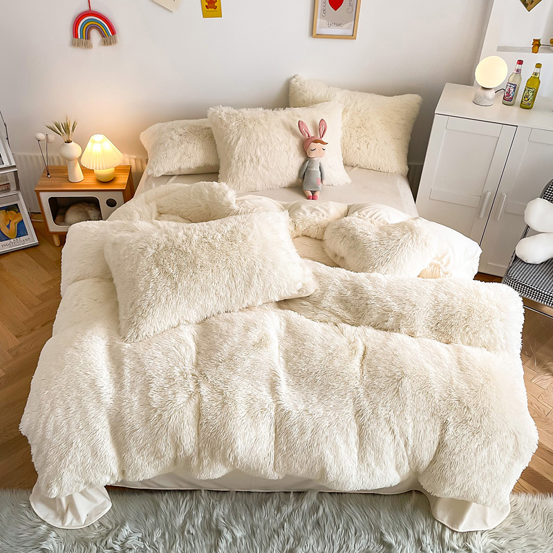 Plush Shaggy Velvet Fluffy Bed Duvet Covers Set in Multi Color Custom Luxury Designs