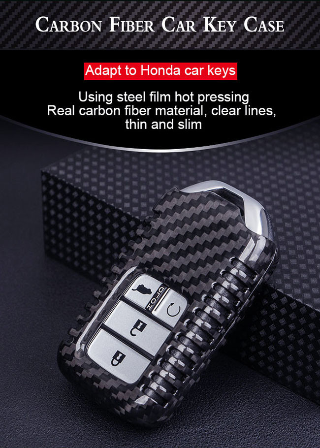 High Impact Strength Logo Printed Honda Carbon Fiber Key Fob