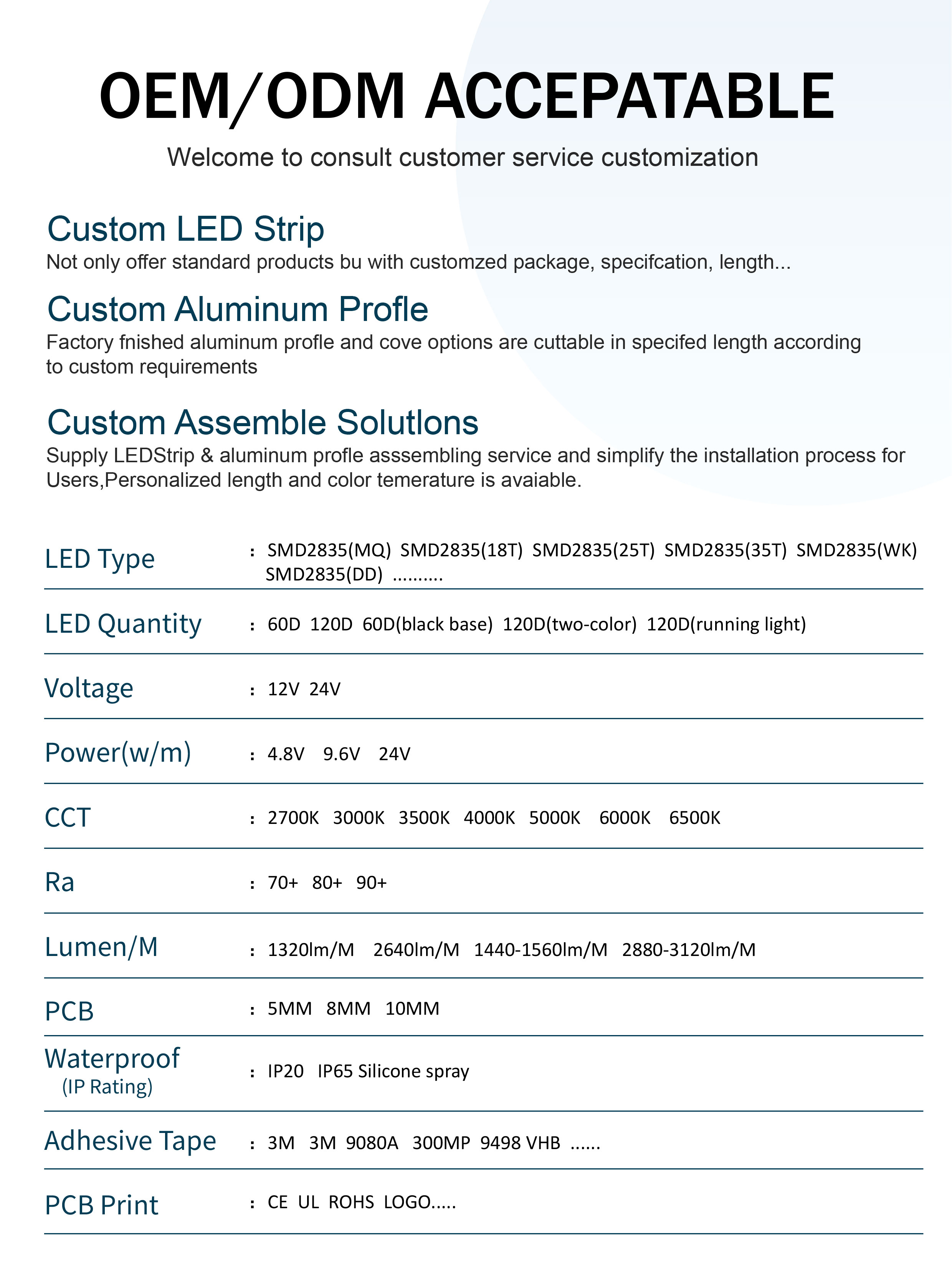 8mm 120leds 3000K Warm White Electroplate Board SMD2835 Led Strip Light for Indoor decoration DC12V24V