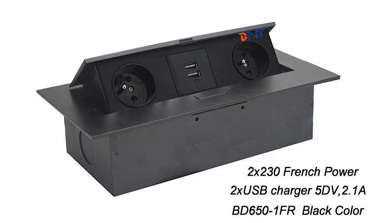 recessed power socket type pop up desktop EURO power socket with USB charge port