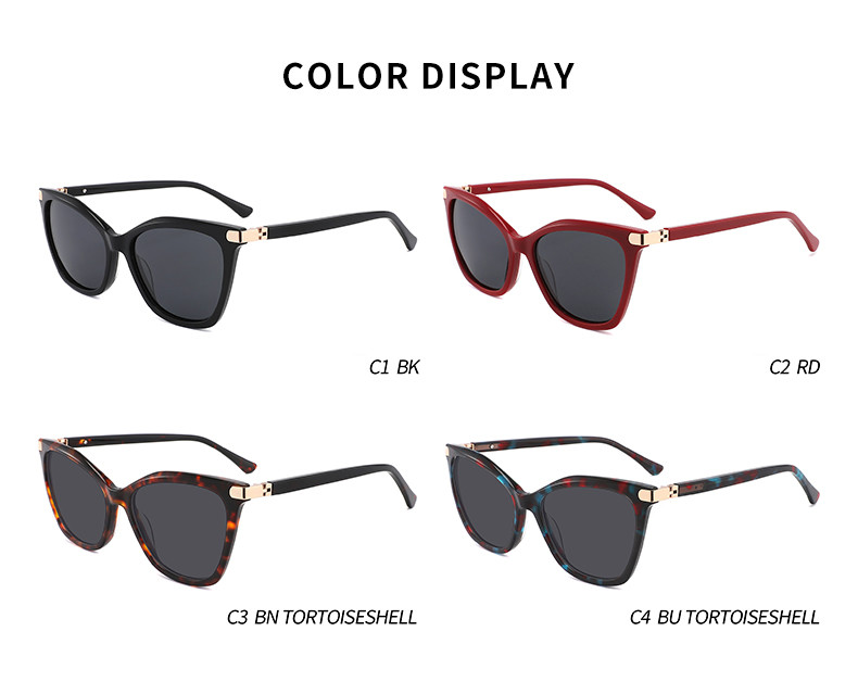 Cat'S Eye Shape Acetate Frame Sunglasses With 180 Degree Flexible Hinge Glasses