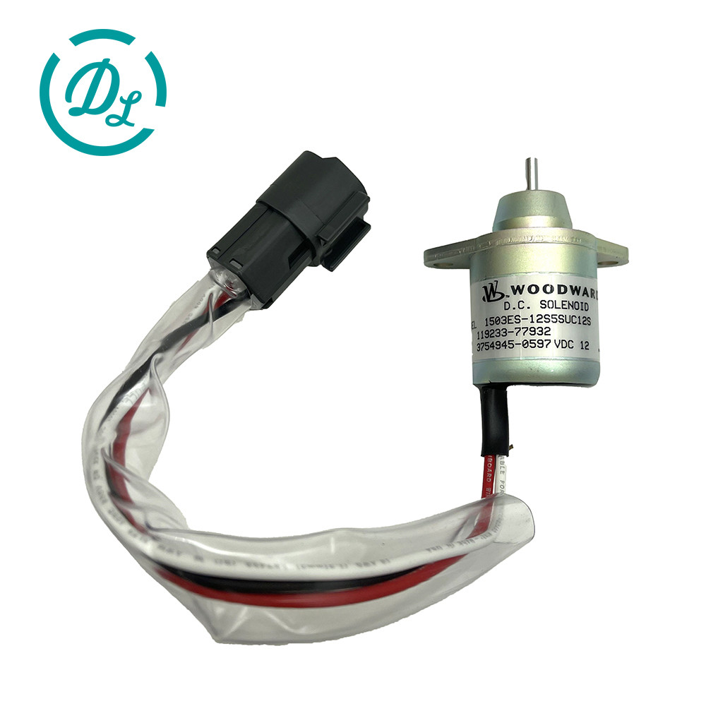 12 VDC Fuel Shut Off Solenoid 119233-77932 Excavator Spare Parts 4TNV88