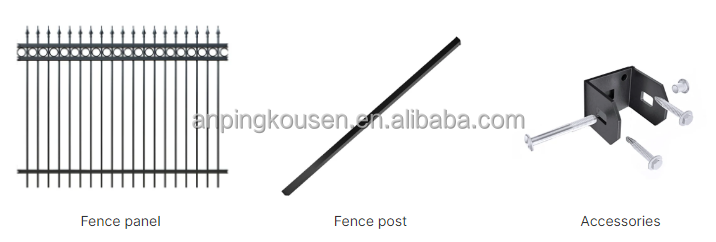 3m Black Aluminum Hot Dipped Galvanized Powder Coated Garden Steel Fence Panels With Post