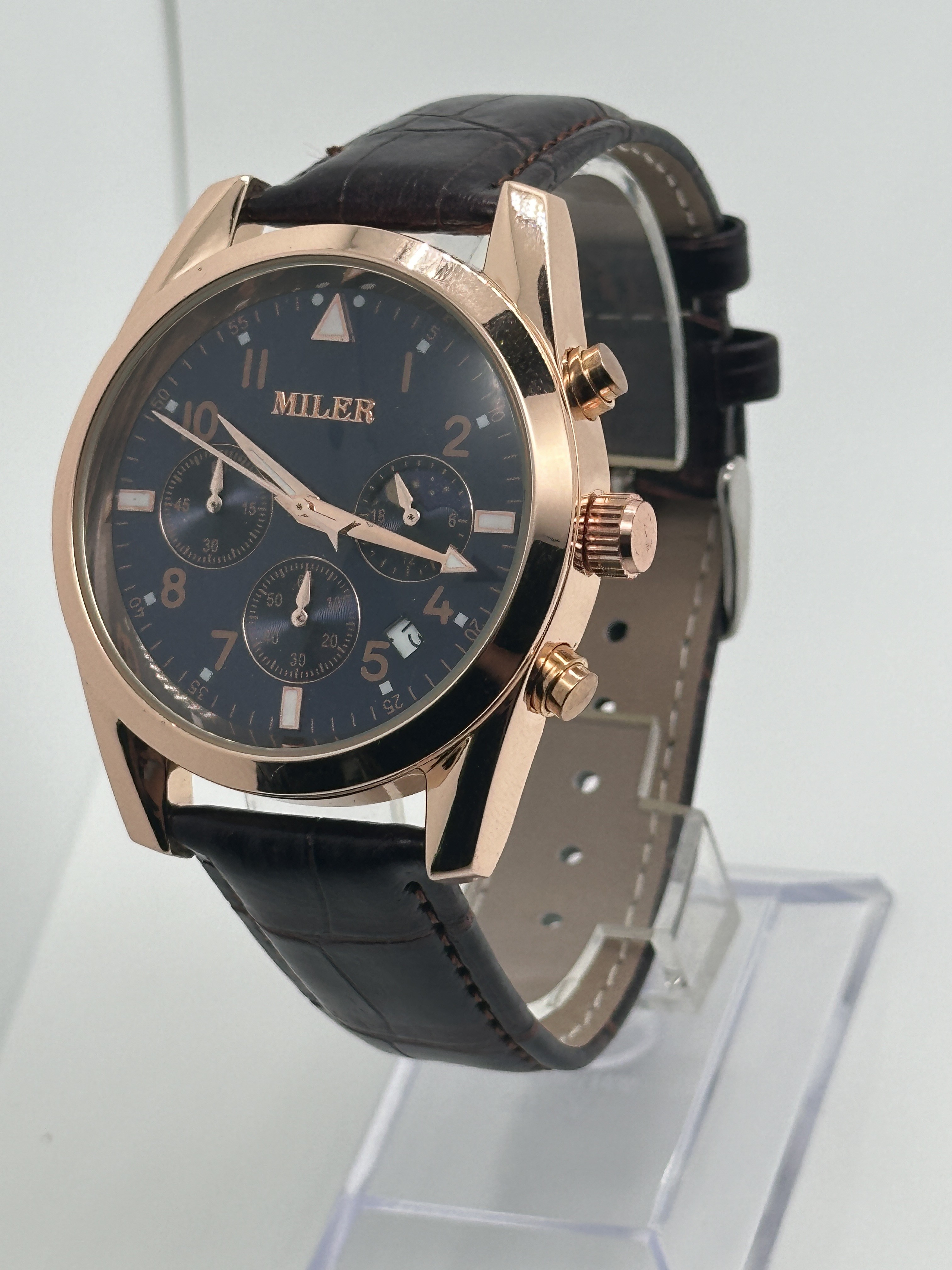 Waterproof Leather Strap Quartz Light Watch Luminous Hands Durable Wrist Watch