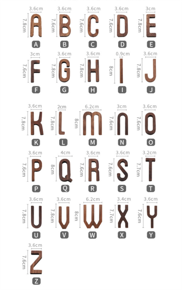 3 Inch Craft Alphabet Letters Educational Wall Hanging Walnut Wooden