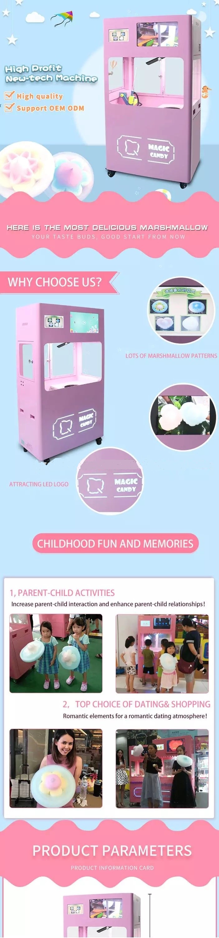 Floss Flower Vending Cotton Candy Making Machine Automatic Customized Color
