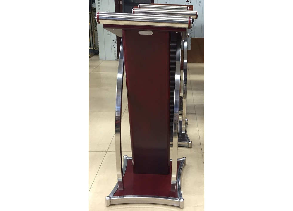 Hotel Rostrum Room Service Equipments Wood Lecture Tables With Metal Decoration