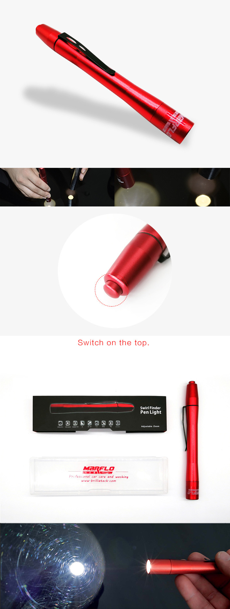 Easily Use Customized Red Swirl Finder Light For Car Polishing Paints