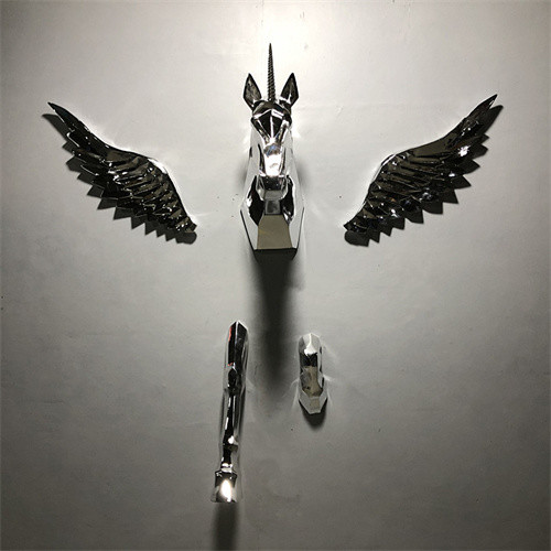 Decorative Unicorn Wall Sculpture Hanging Pegasus Horse Statue For Background
