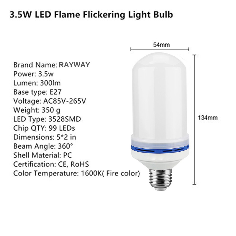 LED Flame Light E27 7W Simulated Flicker Flame Light Bulb For Bar Xmas Festival