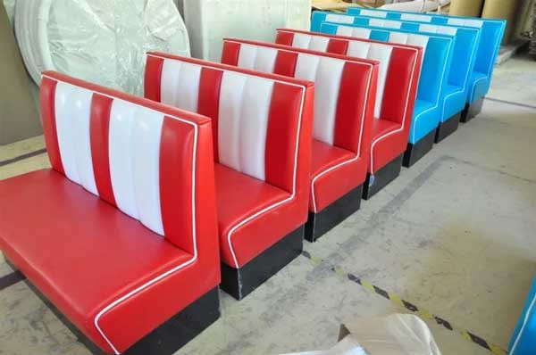 Restaurant Dining Pu Leather Commercial Booth Seating 1950s America Design