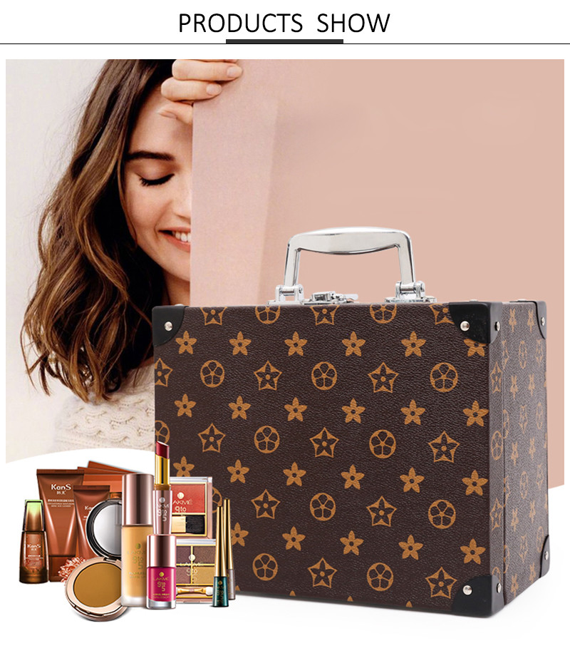 Women'S 24*13.5*19.5CM PU Lather makeup toiletry bag