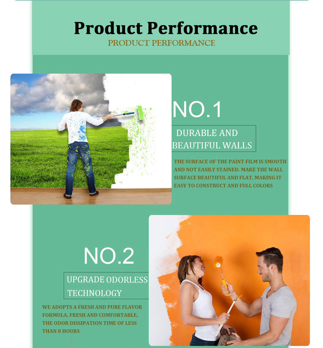 Brush Application Eco-friendly Emulsion Interior Wall Paint in Pink for Custom Color