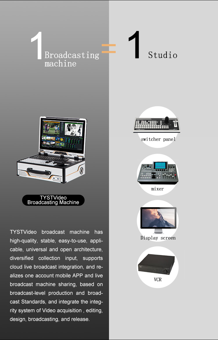 17.3 inch Tystvideo Live Stream Recording And Broadcasting Integrated Machine Director Switcher Vmix