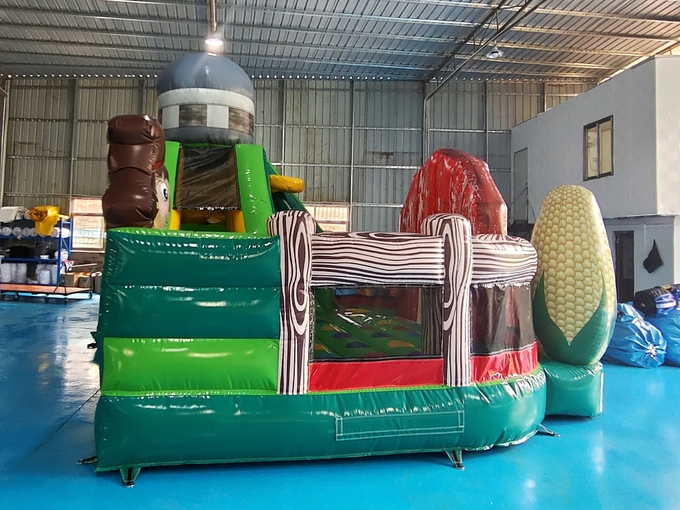Digital Printing Inflatable Combo Funny Infant Playground Corn Farm Theme Inflatable Bouncy House With Slide For Kids