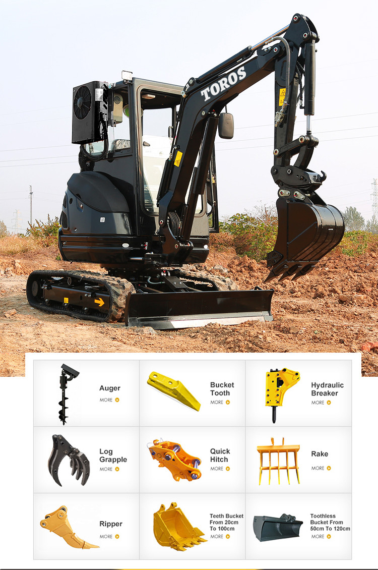 Crawler Toros Mini Excavator 2.6 Ton Small Digging Equipment For Road Repair