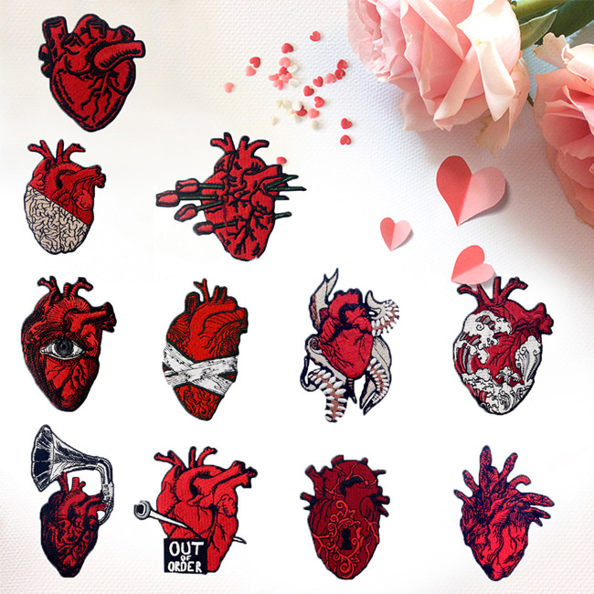 Heart Shaped 30mm Custom Embroider Patch Decorative Patches For Jeans