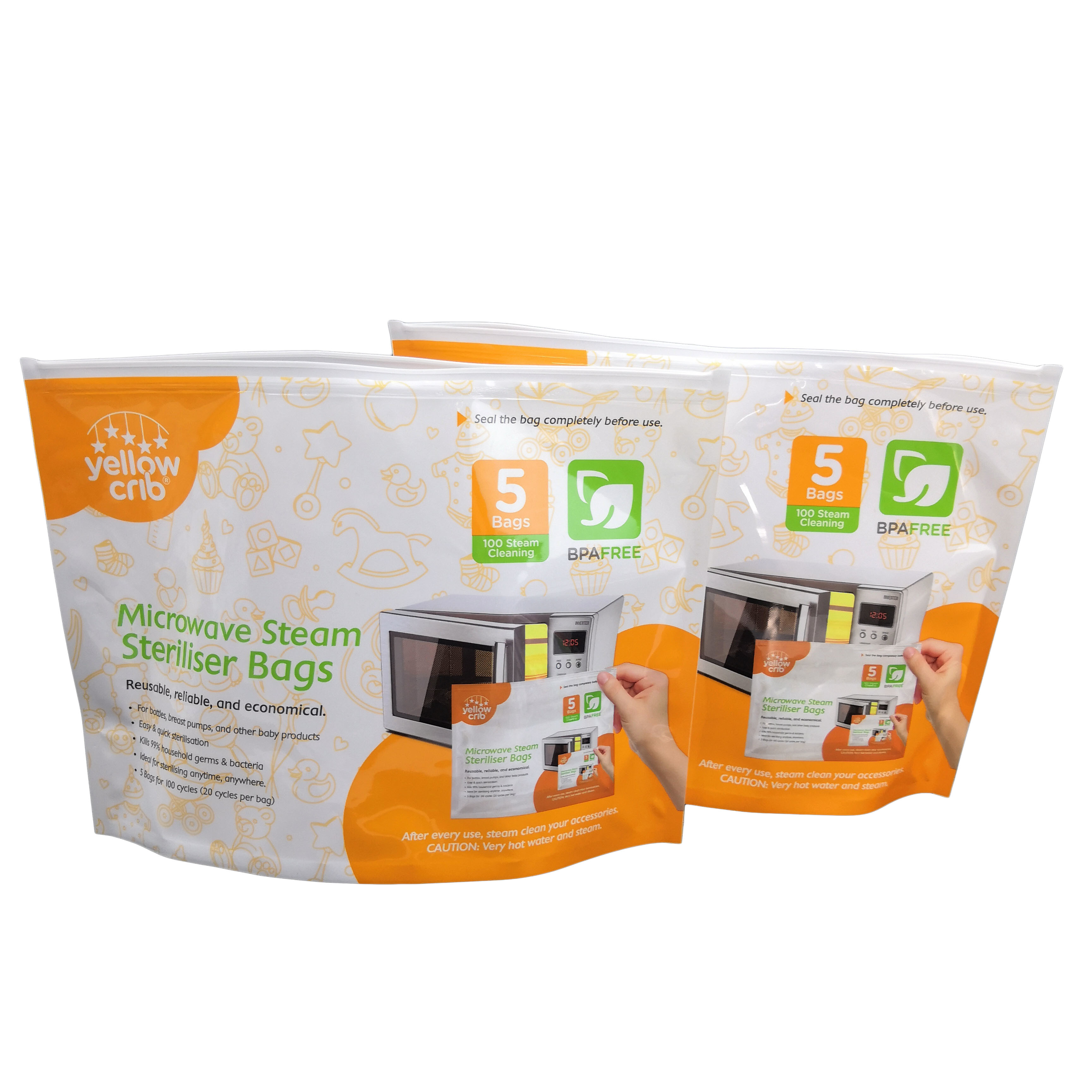 BPA Free Baby Care Steam Clean Reusable Microwave Sterilizer Bags With Top