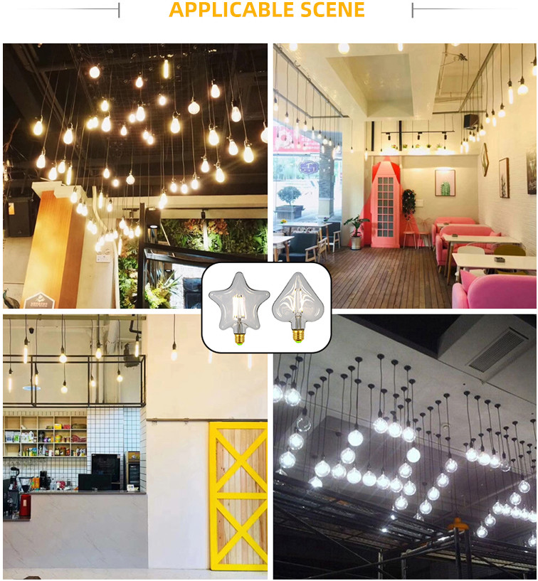S135 E27 Five-pointed Star LED Retro Edison Bulbs 220V 2W 4W Led Filament Bulb