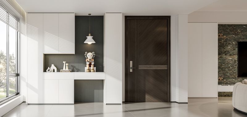 Fadior Stainless Steel Shoe Cabinet Solution With Press-to-Open Mechanism and Dark Gray Wall Panel