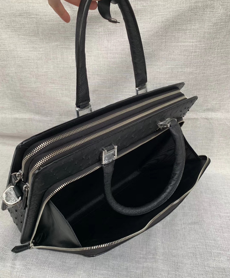 Authentic Real Ostrich Skin Men's Large Briefcase Laptop Purse Bag Genuine Exotic Leather Male Working Portfolio Handbag