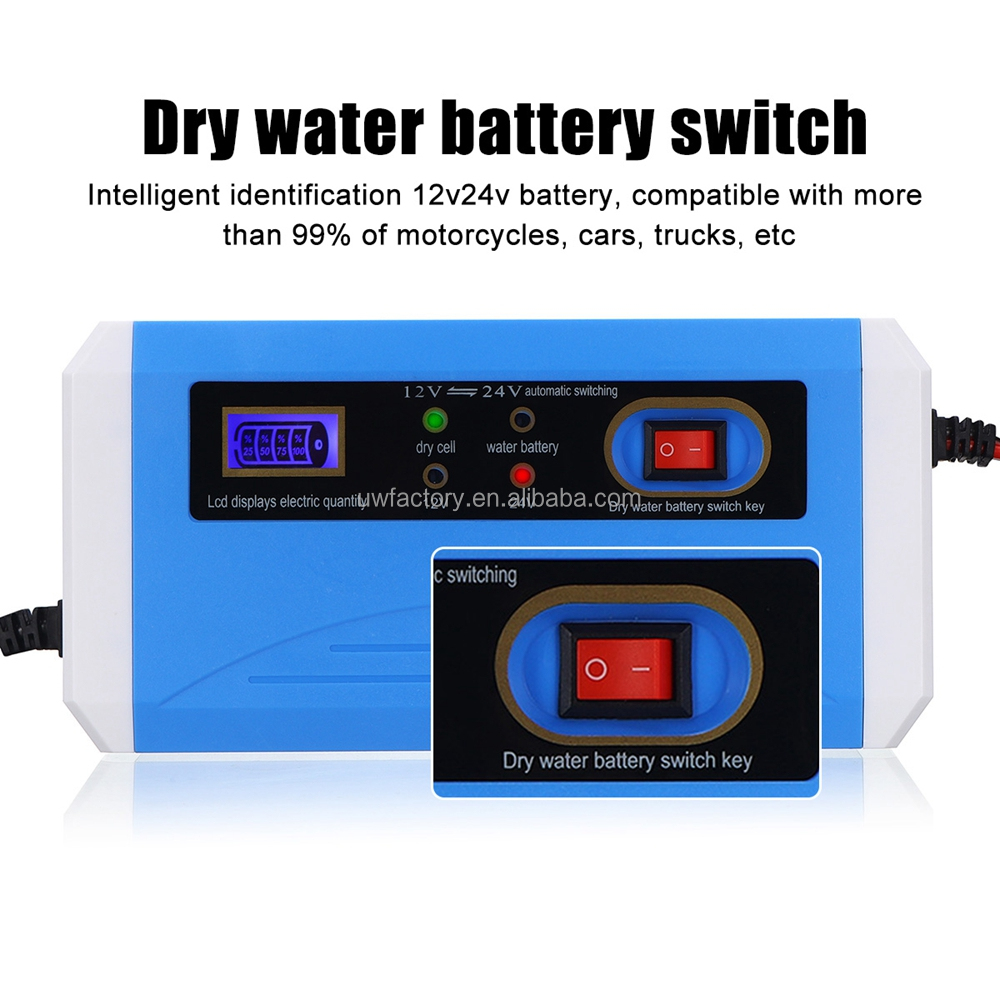 125W Output Power Fast Charger 12V24V 10Amp Battery Charger Maintainer Trickle Charger for Car Truck Motorcycle