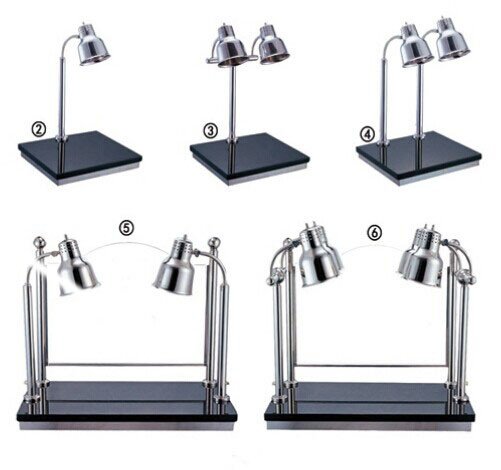 Gilded Food Warmer Lamp Station Commercial Buffet Equipment Marble Bottom Double Lamp