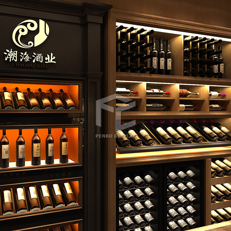 ODM Free Standing Wooden Wine Rack 20mm Thick MDF Optional Wine Store Display