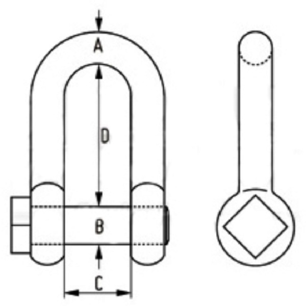 Trawling Screw Pin Anchor Shackle With Square