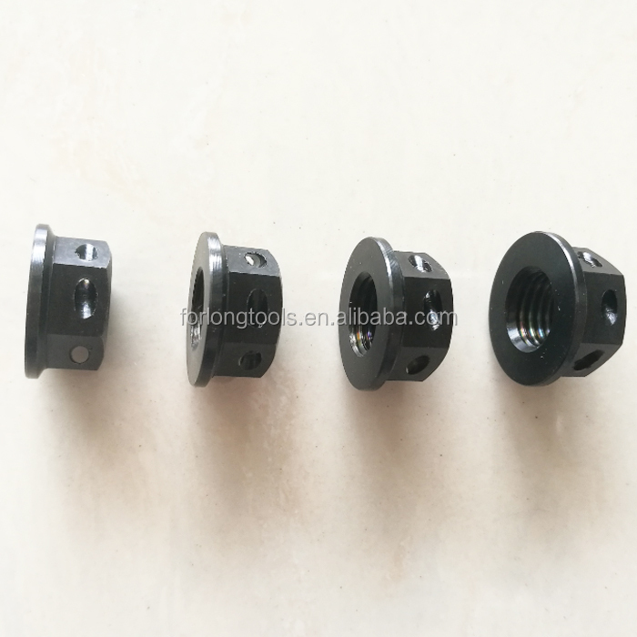 Corrosion-Resistant PVD Finish M10 X 1.25 Black Titanium Hex Flange Nuts Drilled for Lock Wire DIN Standard
