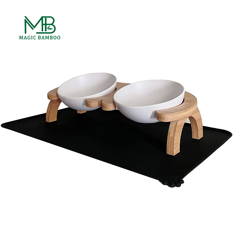 Waterproof Anti-Slip Silicone Mat Tilt Raised Pet Feeder for Food 39.8 x 18.29 x 11.2 cm
