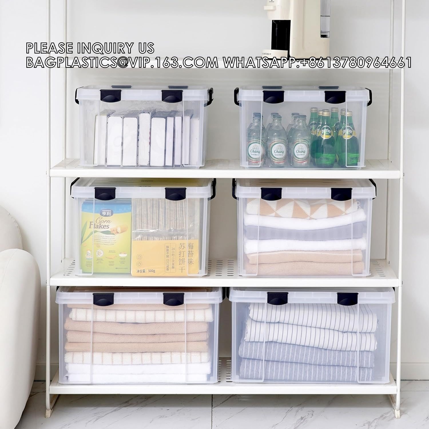 Airtight Plastic Storage Bins With Gasket Seal Lids And 6 Secure Latching Buckles Stackable Storage Containers