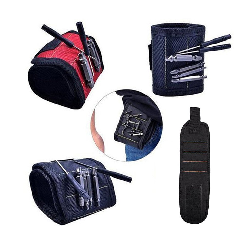 2021 Magnetic Wristband Portable Strong Electrician Wrist Tool Belt Screws Nails Drill Bits Storage Bracelet For Repair Tool