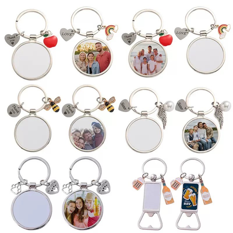 Round Sublimation Metal Keychain Pendant For Sublimation Photo Transfer Printing