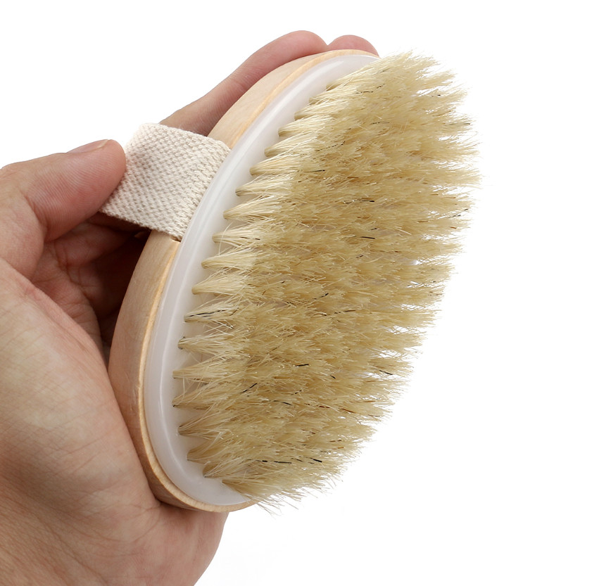 Spa Body Brush Soft Natural Bristle Shower Brushes Wooden Bath Shower Bristle Brush