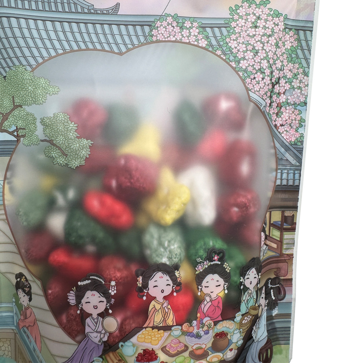 Chinese Classical Style Plastic Stand Up Pouches With Clear Window And Zipper For Food