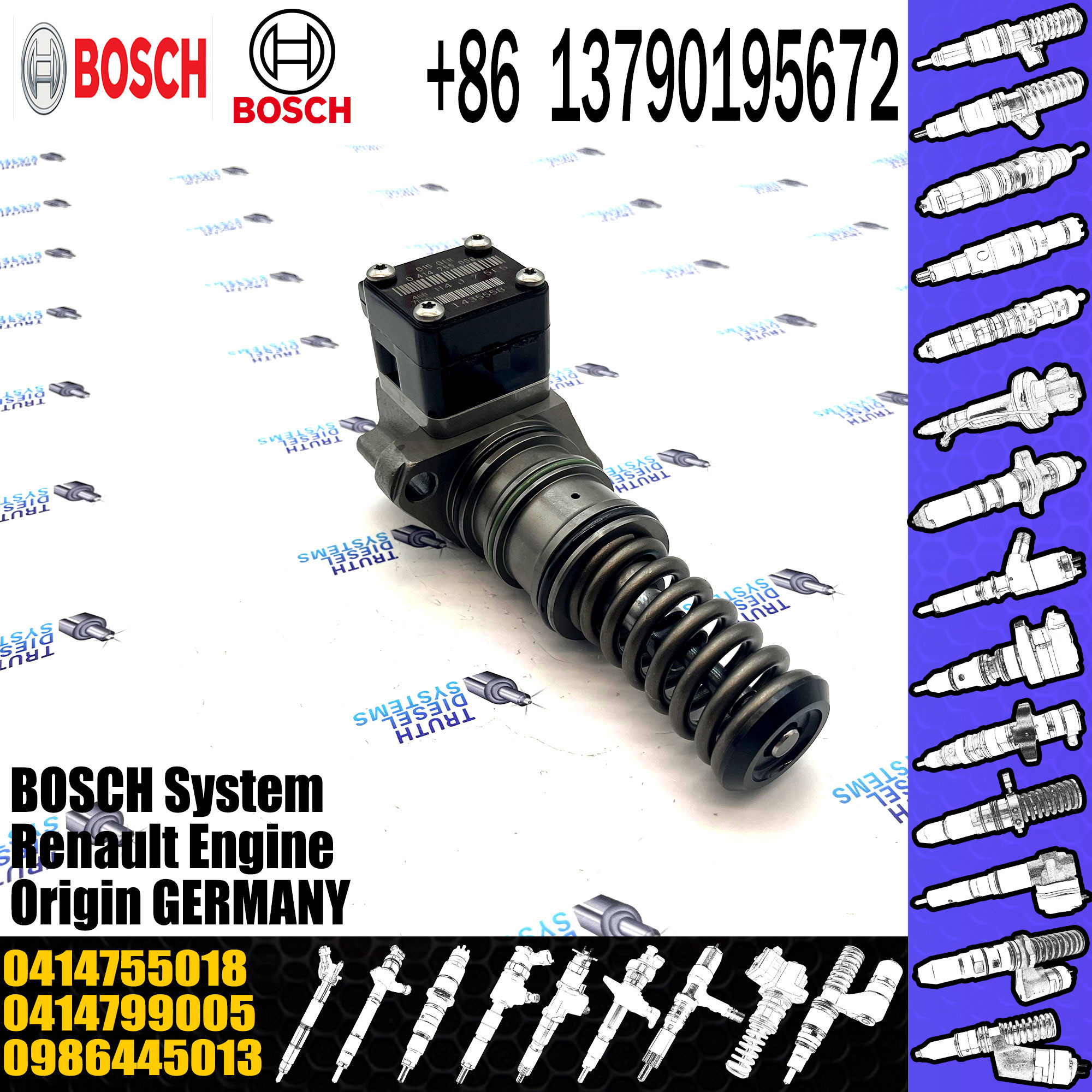 Common Rail Diesel Engine Fuel Injection Unit Pump 0414799005 0986445013 0414755018