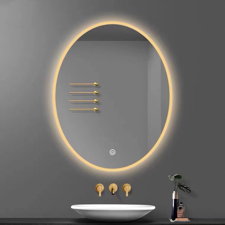 Oval Shape Glass Wall Mounted Vanity Mirror With Defogging Screen