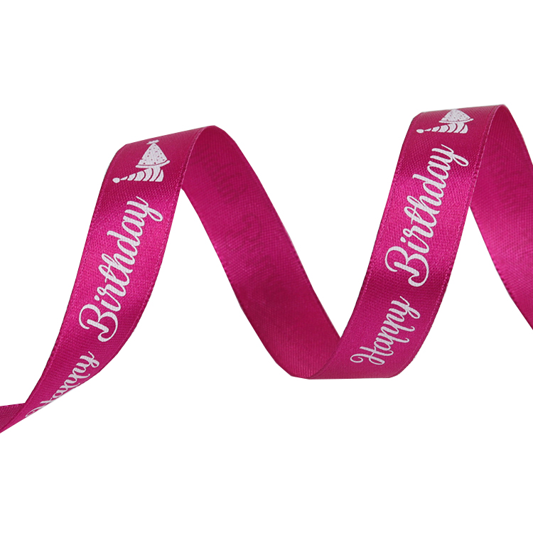 10MM Width Decorative Satin Ribbon Red / Purple Color Custom Printing