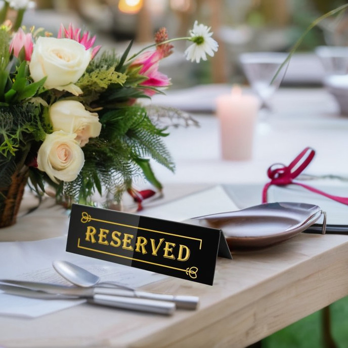 Elegant Reseserved Table Acrylic Sign Board Stand For Weddings Offices Restaurants