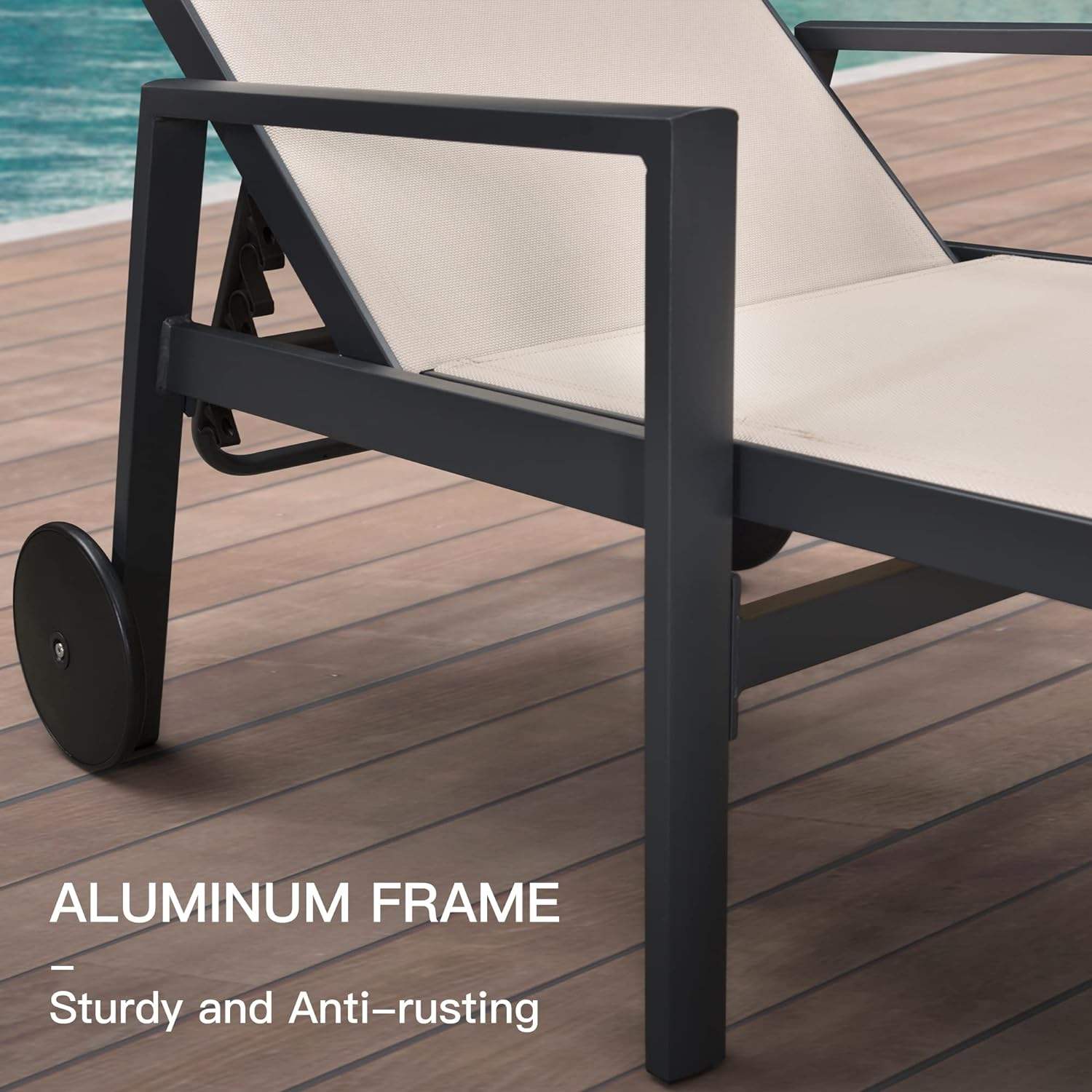 Swimming Pool Beach Sunlounger OEM Pool Sun Chairs With Aluminum Frame