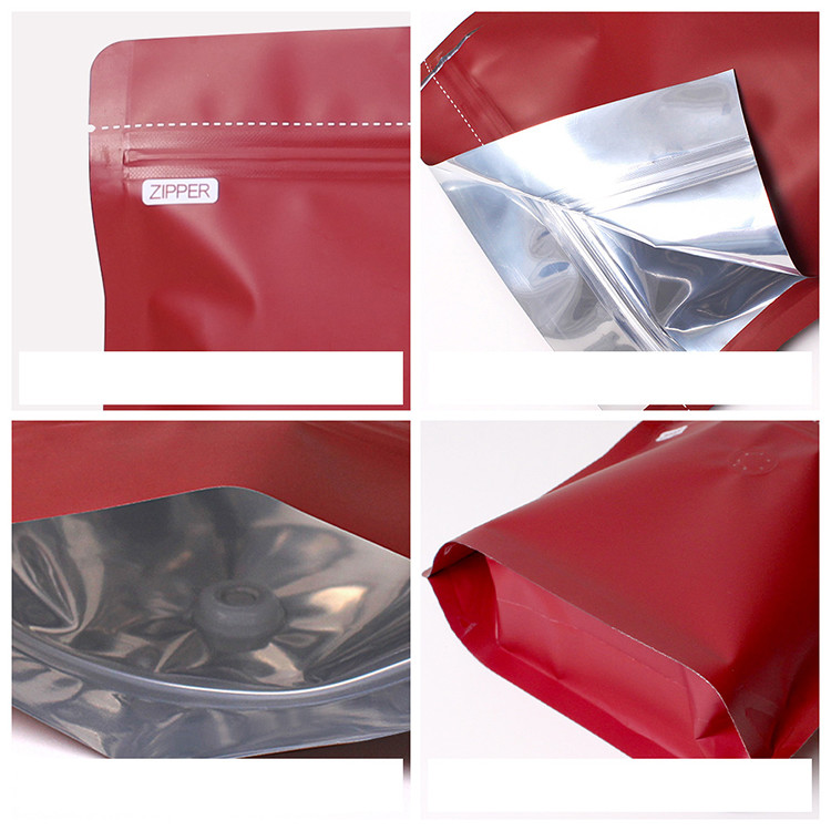 1 Pound 500 G Colorful Aluminium Foil Laminate Stand Up Coffee Pouches With Zipper Degassing Valve