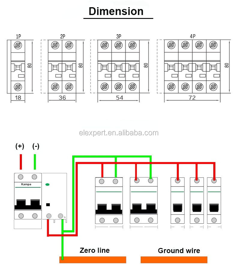 Mini Circuit Breaker Kampa SL8 High quality 1P 2P 3P 4P 1A~63A DC MCB for solar system