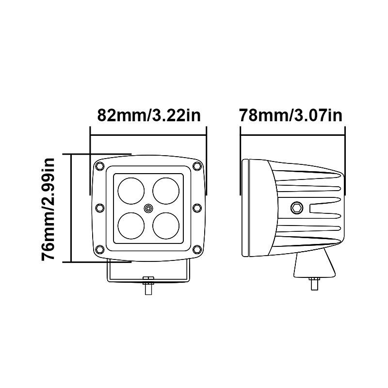 IP67 Power 12W Car Fire Ambulance Truck Traffic Agricultural LED Work Light