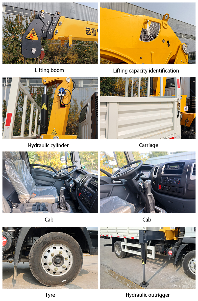 2023 4x2 3.2ton Lift Stiff Boom Truck Telescopic Truck Crans for Sale Mounted Crane Straight 3 / 4 Telescopic Boom 131 HP