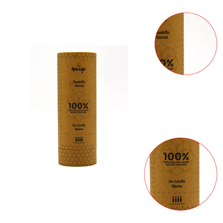 Tall wine packaging printed eco-friendly round kraft tube box with custom printed