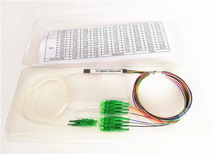 Mini Steel Tube LC / APC 2x8 Blockless Fiber Optic Cable Splitter