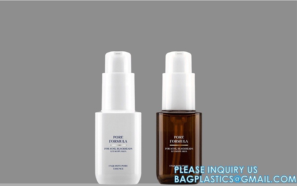 Serum Bottles, Fast Delivery Of 30ml 40ml Light Grey PET Plastic Bottle With Spray Pump, Dispenser In Stock